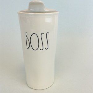 Rae Dunn Artisan Collection By Magenta 'BOSS' Ceramic Travel Mug w/Lid.